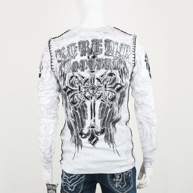 기사미 간지 날개 긴팔티 타투패션 할리패션 어플릭션제작 엑스비어 X1787I White