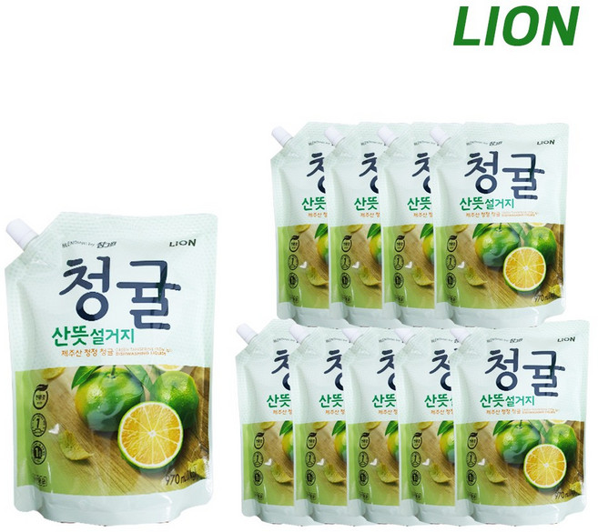 참그린 산뜻설거지 청귤 1kg 리필 주방세제 설거지 1박스 10개