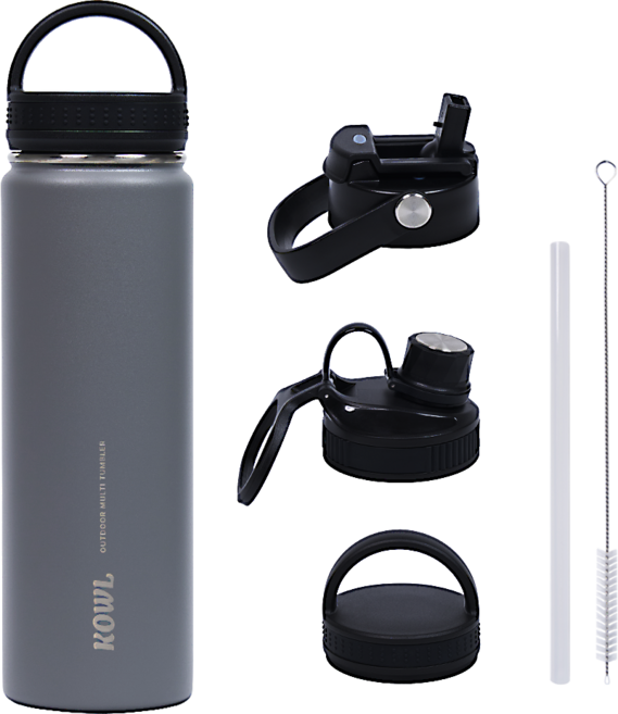 코울 아웃도어 손잡이 멀티 리드 빨대 진공 보온보냉 휴대용 스포츠 스텐 텀블러, 1개, 650ml, 애쉬 그레이