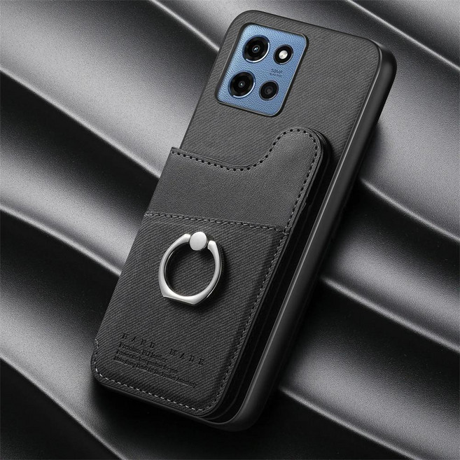 모토로라 모토 엣지 프로 퓨전 네오 퓨전용 지갑형 더블 버튼 마그네틱 가죽 카드 보호 케이스, 1개, 2. 검정색 / B. Moto Edge 60 Pro