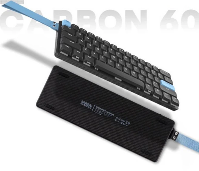 [청이스토어] 에포메이커 EPOMAKER Carbon60 무선 로우축 기계식 키보드 3000MAH 탄소섬유케이스 초경량, 게이트론 적축 (선형), 적축 - 쿠팡