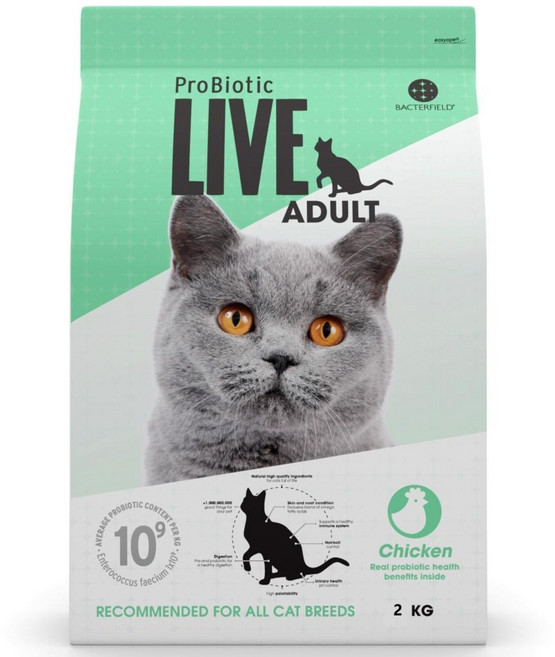 프로바이오틱라이브 어덜트용 고양이 건식사료, 닭, 2kg, 1개