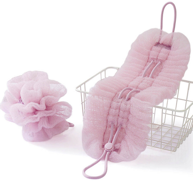 깔끔더하기 롱 샤워볼 때타올 등밀이 수축가능 바디브러쉬, 퍼플, 1개, 1개입