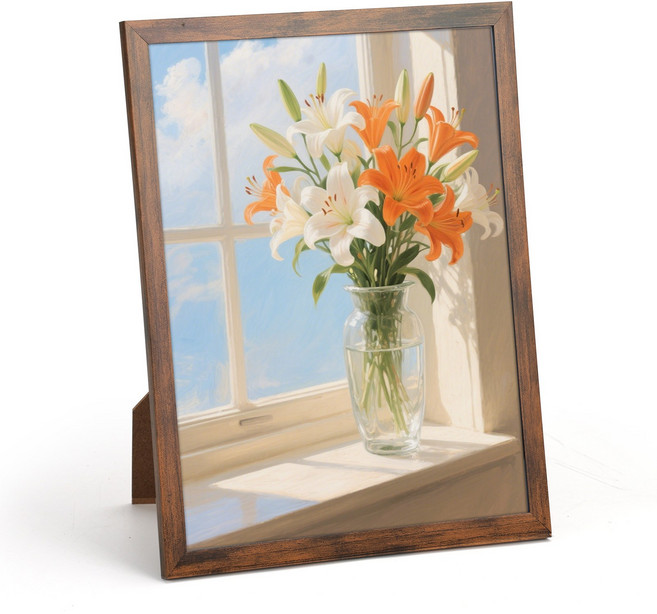 액자 프레임 대형 액자 벽걸이 탁상용 웨딩 결혼식 가족사진, 1개, 월넛