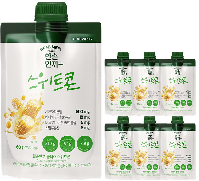 한손한끼 플러스 단백질 쉐이크 저당 고단백 스위트콘맛, 7개, 60g