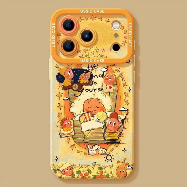 CAFLE iPhone 17/16/15/14/13/12 系列手機殼，可愛星星卡通矽膠軟殼，附贈掛繩