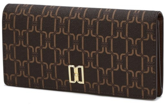 닥스 [SAINT BARNET] 브라운 로고패턴 가죽 장지갑 YMDCWA5F717W2