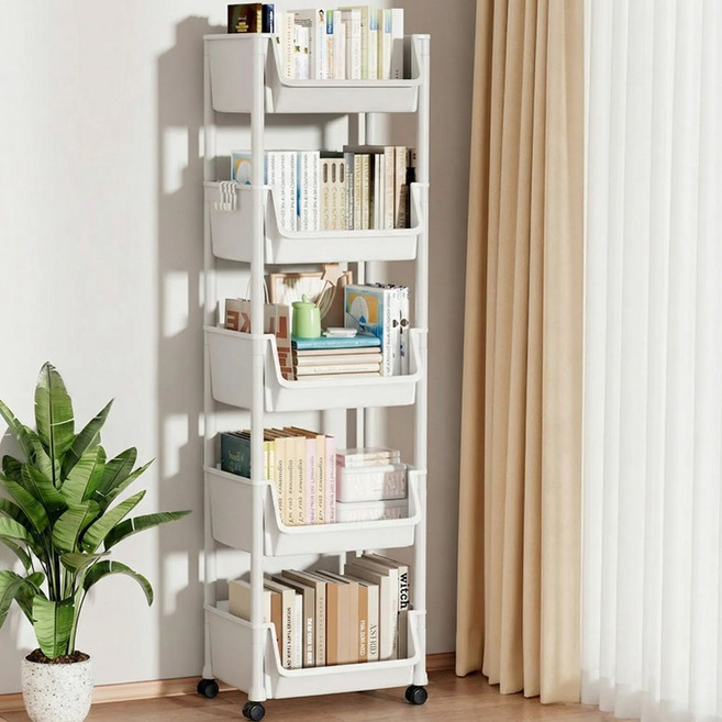 토도판다 다용도 이동식 선반 트롤리, 5단, 화이트