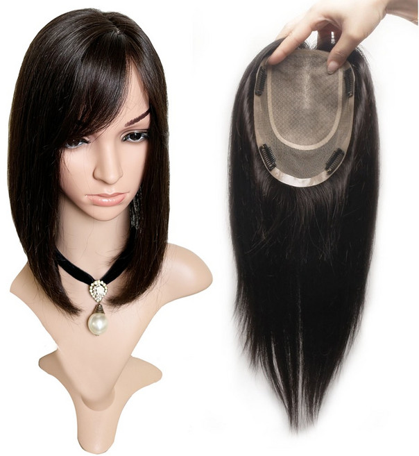 [30%행사중]아미모 여자 정수리부분가발 대형 앞머리가발45cm [CM-P 15017], 1개, 자연검정 중앙가르마 시스루뱅 커트형