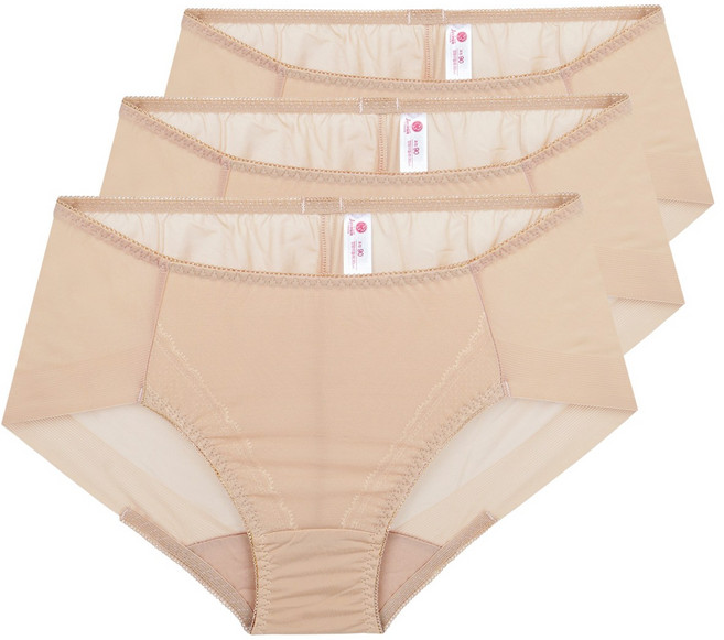 비너스 자스민 사이드 시스루 레이스 헴라인 미디팬티 3종 세트