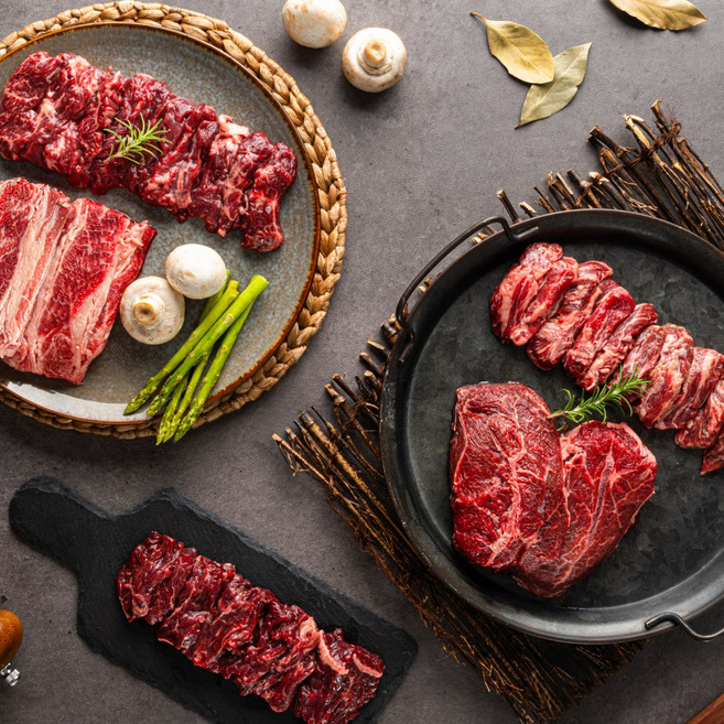 고기는 고기고 구이용 소고기 특수부위 모듬팩 부채살+안창살+토시살+우삼겹, 2개, 1kg