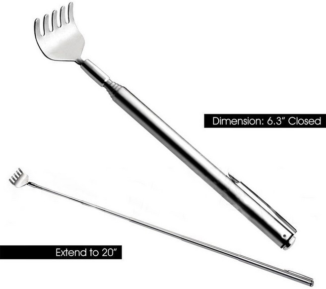 효자손 등긁개 1pcs 스테인레스 스틸 텔레스코픽 다시 Scratcher 펜 클립 휴대용 가려움 마사지 도구, [01] 1, 1개