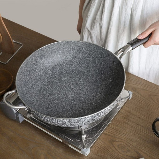 국산 대형 궁중팬 큰 세라믹 대리석 다중 코팅 직화 웍, 1개, 30cm