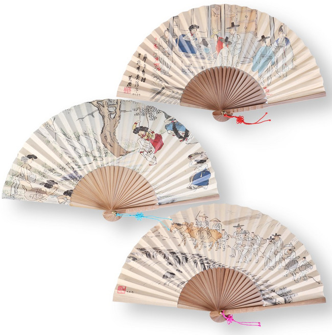 도담 고급 오죽선 대 풍속도(케이스 포함), 1개, 주사거배