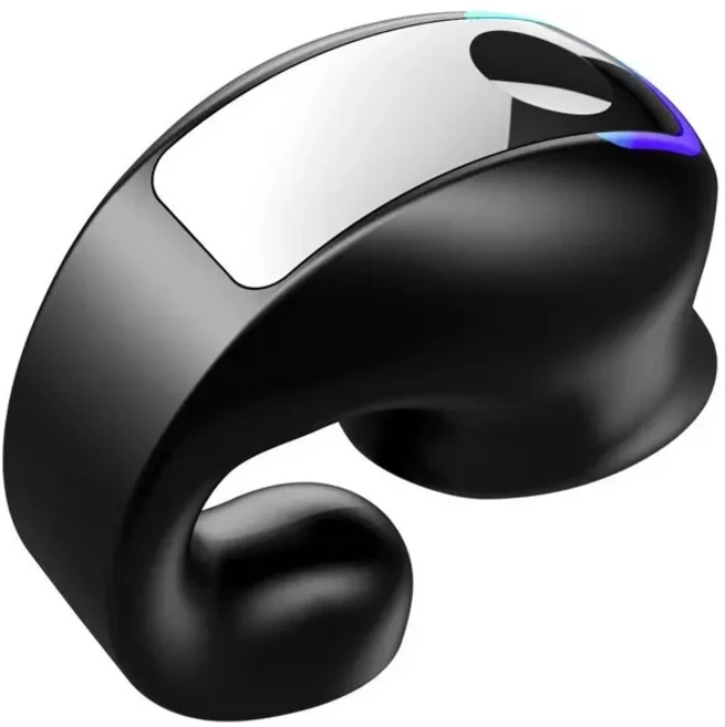 GD28 골전도 헤드폰 Bluetooth 호환 5.3 이어 클립 Xiaomi Huawei 용 경량 비즈니스 스포츠 싱글 이어폰, 02 Black