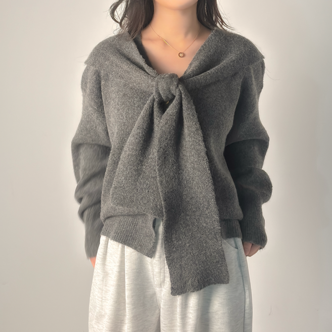 모던스튜디오 여성 찰랑 여리핏 울 어깨숄 가디건 세트