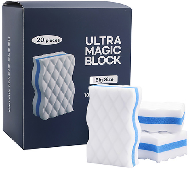 클린업 울트라 매직블럭 주방 욕실 바닥 벽면 다목적 찌든때 청소 스펀지 업소용 가정용 재사용 20개입, 1박스