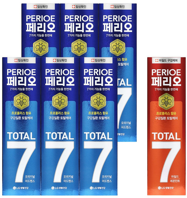 [증정행사] 페리오토탈7 치약 120g (6개+1개무료증정) 3종 택1, 오리지널