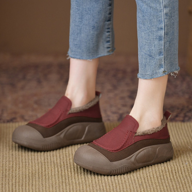 DANGZ 여성 겨울털신발 심플 따뜻한 방한화 키높이털신발