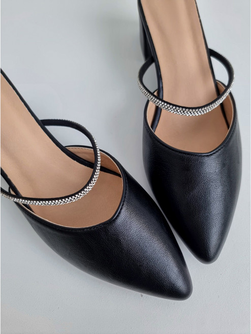 가이아슈 여성용 로렌 말랑 쿠션 보석줄 블로퍼 뮬 5cm