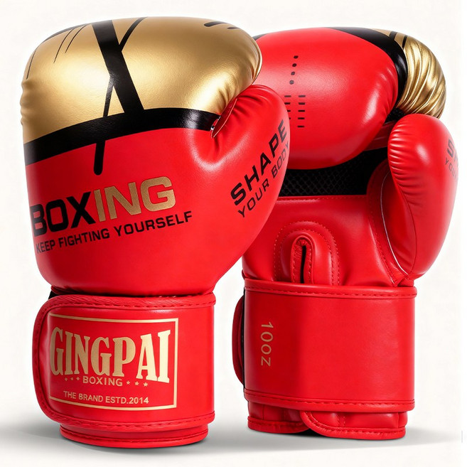 GINGPAI 깅파이 권투 글러브성인 남녀 초보자 트레이닝 글러브 GDJBQT, 1세트, 레드