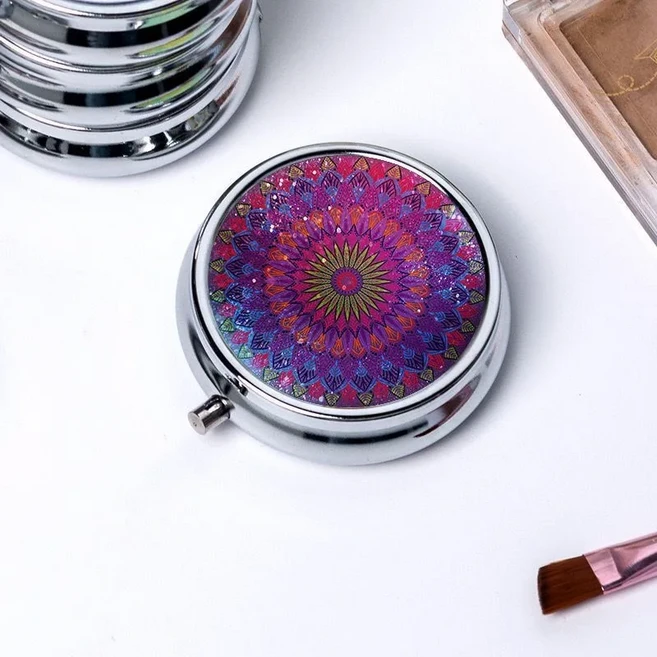 Zankalife 휴대용 알약 상자 지갑 장식 금속 비타민 여행 및 포켓 작은, 04 PC3