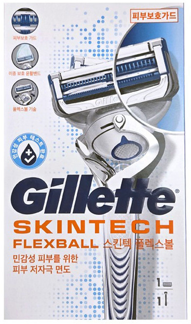 질레트 스킨텍 매뉴얼 플레스볼 면도기 1UP (면도기1개+면도날1개), 1개, 1개입