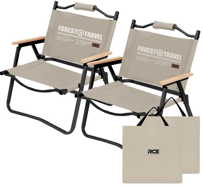 로티캠프 경량 로우 캠핑 의자 2p + 전용가방 2p 세트, 탄, 1세트