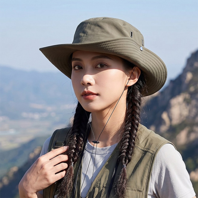 1+1 UV자외선차단 여름 벙거지 사파리모자 캠핑 카우보이 햇빛 낚시 농사 버킷햇 정글 남자 여자, 네이비 + 네이비