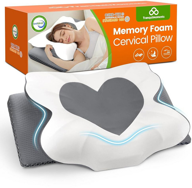 수면을 위한 고요한 순간 경추 베개 지지를 메모리 를 인체공학적 옆구리 수면자를 윤곽 침대 회색 사이즈, Standard