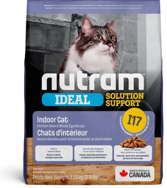 nutram 成貓用 專業理想系列 室內化毛乾糧 I17, 1袋, 5.4kg, 雞肉 + 燕麥