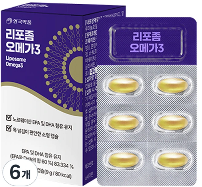안국약품 리포좀 오메가 3 9g, 30정, 6개 - 쿠팡