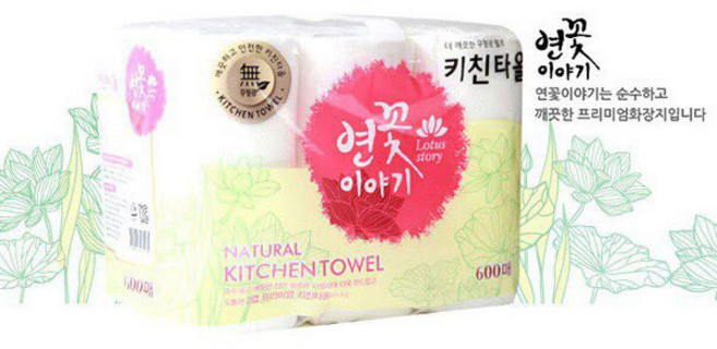 연꽃이야기 키친타올 100매 6롤, ONE COLOR/FREE