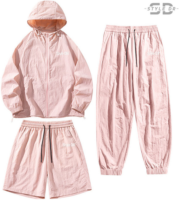 스타일닥터 커플 봄여름 집업 래쉬가드 세트 3종 후드집업 반바지 남녀공용 편안한 데일리룩