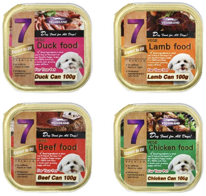 베게7 사각 소고기 캔 100g 강아지 통조림 습식캔, 48개