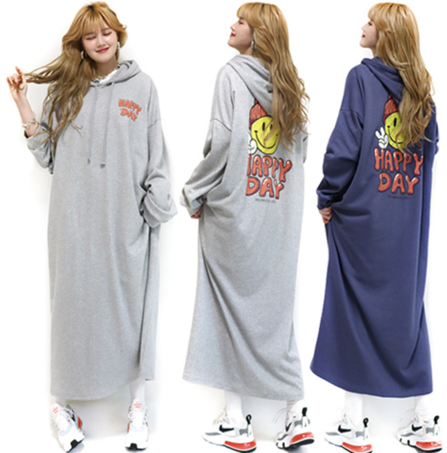 현이네 ] HAPPY DAY 후드 원피스 3컬러 / 99까지 착용 / 빅사이즈