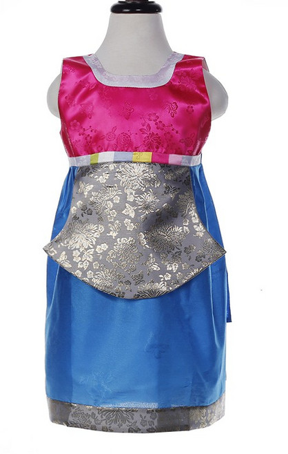 봉봉러브 색동앞치마 유아앞치마 어린이집앞치마 명절앞치마, 진분홍+파랑