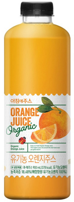 서울우유 아침에주스 유기농 오렌지, 900ml, 44개