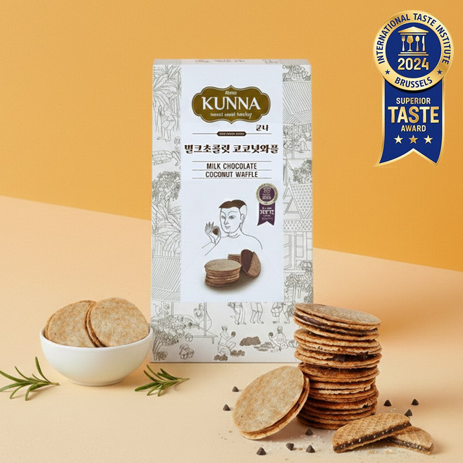 쿤나 코코넛 밀크 초콜릿 와플, 5개, 90g