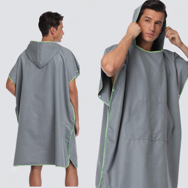 輕量速乾毛巾衣/浴巾衣：換衣斗篷、潛水毛巾 柔軟便攜, 毛巾衣灰, 1個