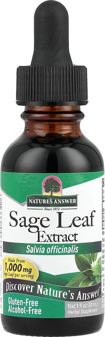 Nature's Answer Sage Leaf Extract Alcohol-Free 255 mg 1 fl oz 30 ml, Nature's Answer, Sage Leaf Ext, 1개, 30ml - 쿠팡