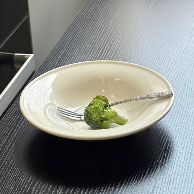 순백 심플 언더그레이즈드 세라믹 플레이트 접시 인테리어 소품 주방, 8인치 깊은접시 1개 퓨어화이트, 1개