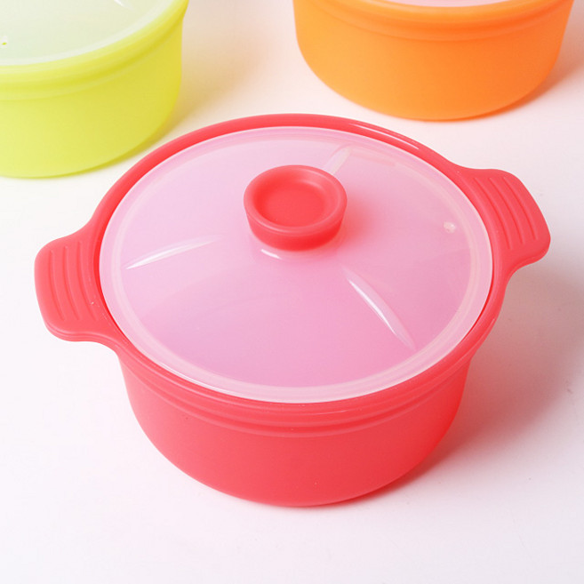 헤스타 국산 실리콘 중대형 계란찜기 이유식 전자렌지 라면 조리 다용도 용기 냄비, 1개, 레드