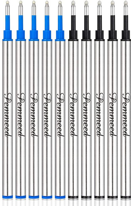 Pemmeed 롤러볼 펜 리필 G5/G8 펜용 Parker Waterman 호환 젤 잉크 메탈 표준 사이즈 파인 포인트 0.7mm 블루 (10팩) 326693 4414910, 믹스