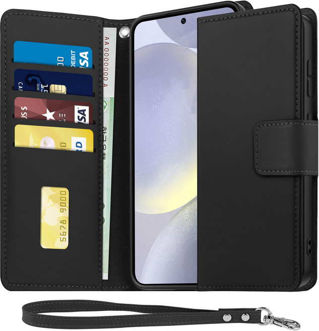 아칸크 갤럭시 S23 (SM-S911N) 다이어리 가죽 지갑 휴대폰 케이스+핸드 스트랩 세트