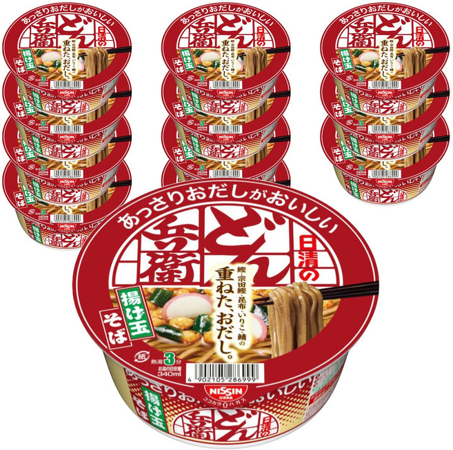NISSIN 日清 咚兵衛 清爽美味高湯天婦羅蕎麥麵 69g, 12個