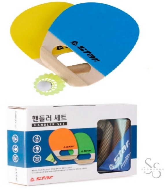 쏨숭 스타 패드민턴 라켓 세트 옐로우 블루 뉴스포츠용품, 노랑 파랑, 2개