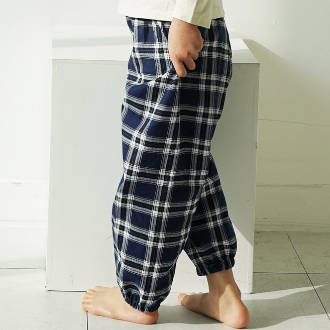 캐리루시 국산 아동 고급 순면 개버딘 9부 시보리바지