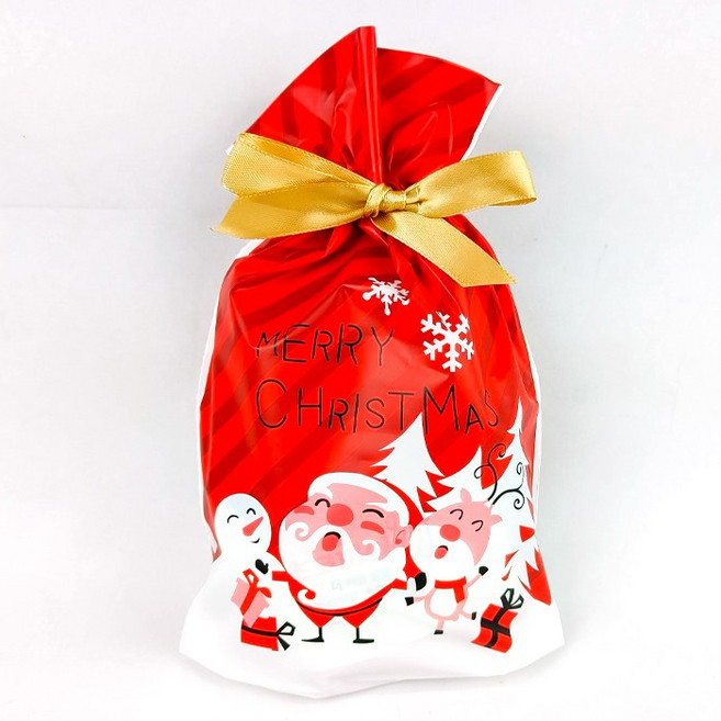 크리스마스포장 봉투 비닐 파우치 포장봉투 포장비닐, 22.중형-리본봉투-레드 산타와루돌프