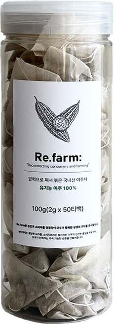리팜 유기농 여주100% 압력으로 쪄서 볶은 여주차 삼각티백 오픈캡형, 1개, 50개입, 2g
